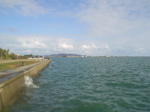 Waves Breaking against the Sea Wall by the Promenade